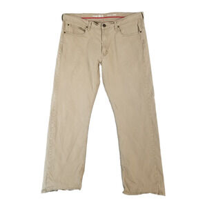 Wrangler Red Vintage Straight Pants Mens 38x30 Khaki Stretch Casual Classic